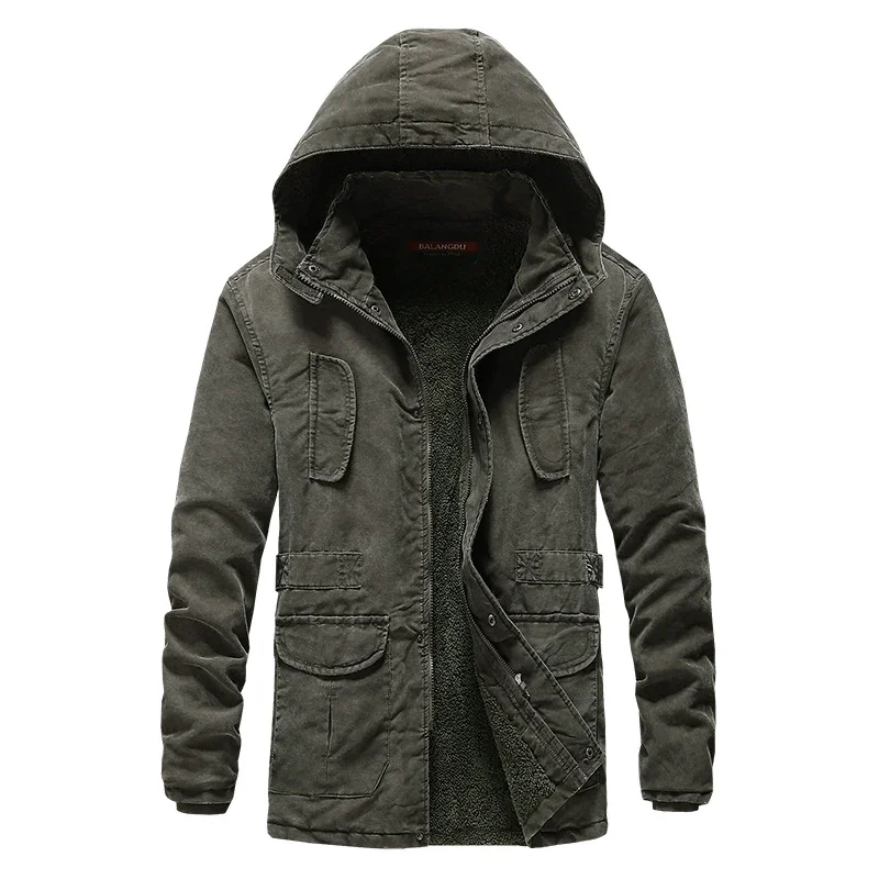 Men's Hooded Plush Thick Winter Jacket