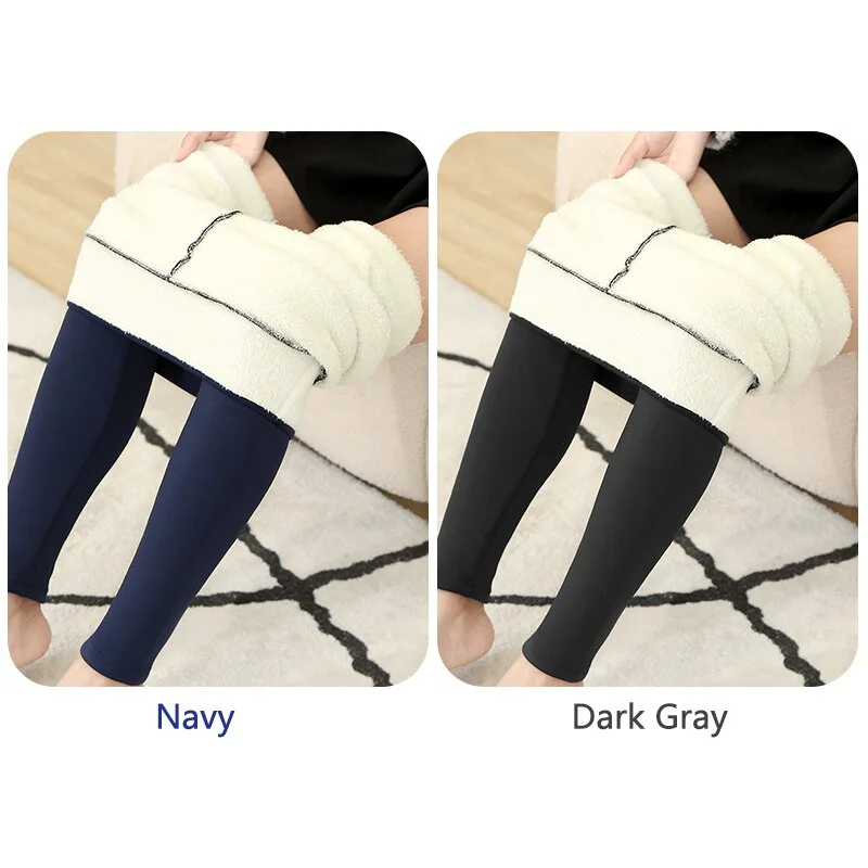 CHRLEISURE Winter Warm Pants Women 2 Pcs Velvet Thick Legging High Waist Push Up Elastic Sports Pants Warmth Lamb Wool Pants