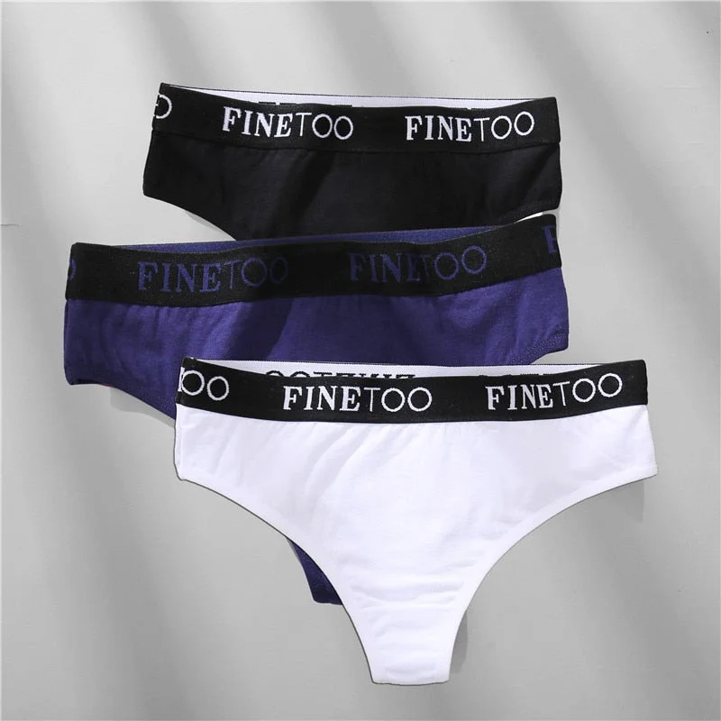 FINETOO 2/3PCS Cotton Sexy Underwear G-string Women M-XL Panties Fashion Letter Waist Femme 2021 Underpant For Woman Thong Girls
