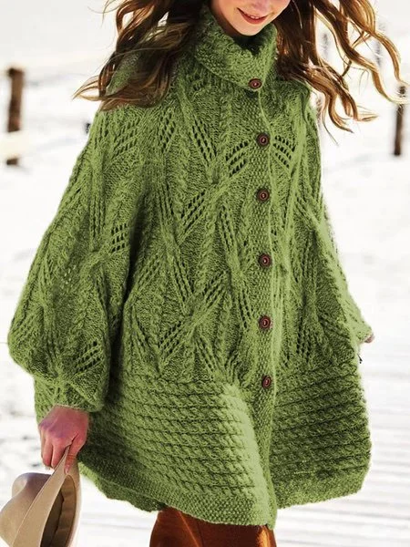 Sweater plus size Vintage Cotton Knitted Sweater Coat | IFYHOME