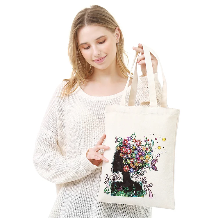 DIY Rose Diamond Painting Shopping Tote Bags Mosaic Kit Art Drawing