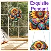 (25cm)DIY Acrylic Jigsaw Puzzle Window Hanging with Hanging Chain DIY Stained Glass Decoration Round Window Puzzle Decor for DIY Craft Project (Butterfly with Sunflowers)