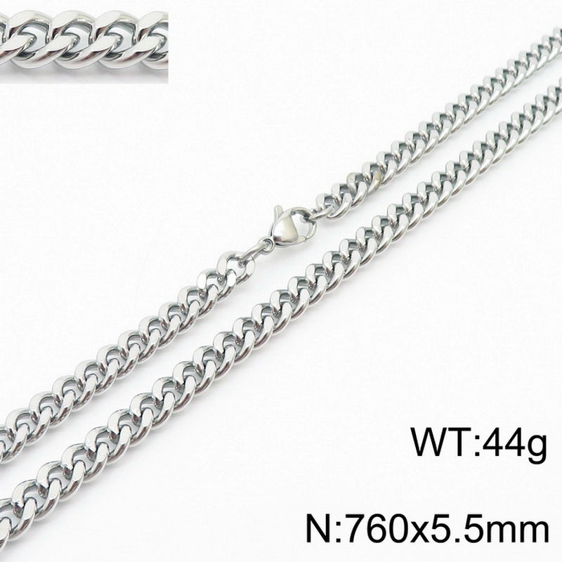 Fashion Simple Bracelet Stainless Steel Six-Sided Grinding Chain Choker Necklace