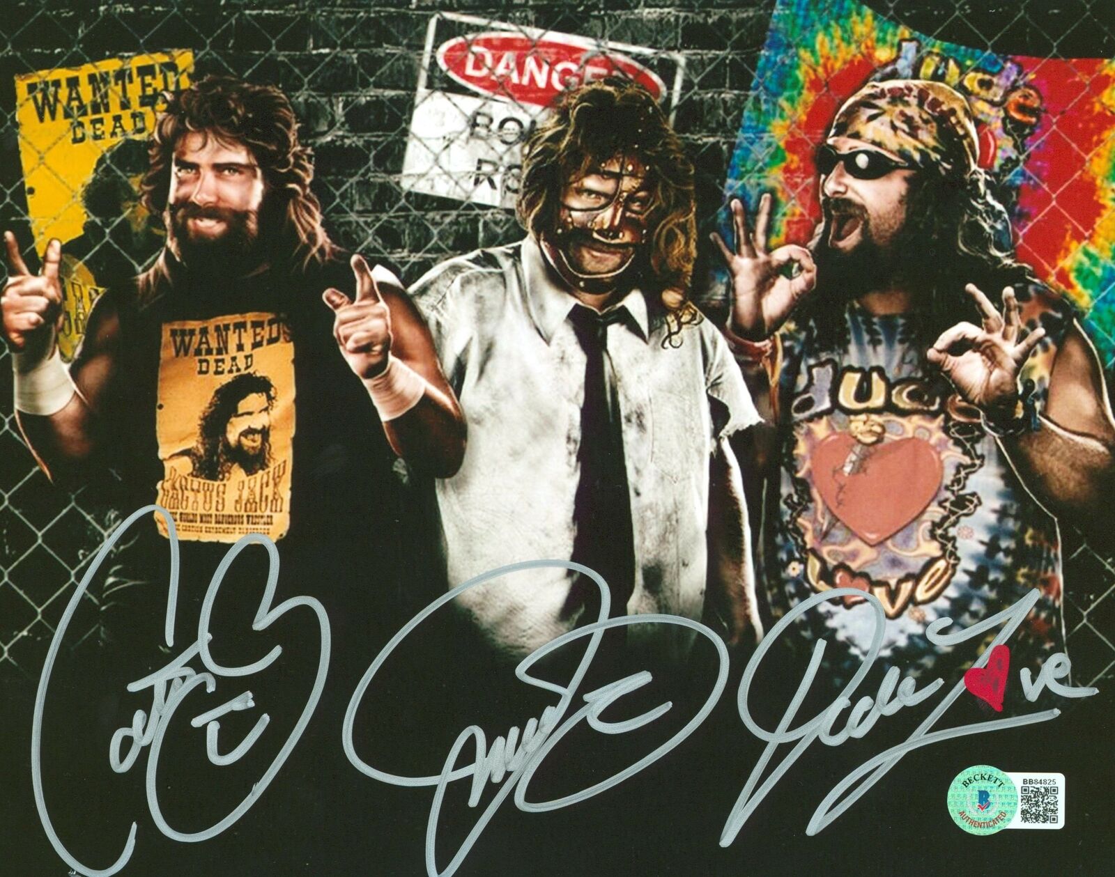 Mick Foley Cactus Jack, Mankind & Dude Love 3x Signed 8x10 Photo Poster painting Autographed BAS