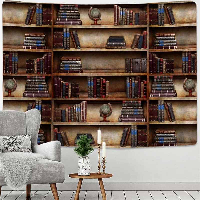 Tapestry retro Magic bookcase tapestry Mysterious library tapestries wall hanging art throw tapestries bedroom living room home