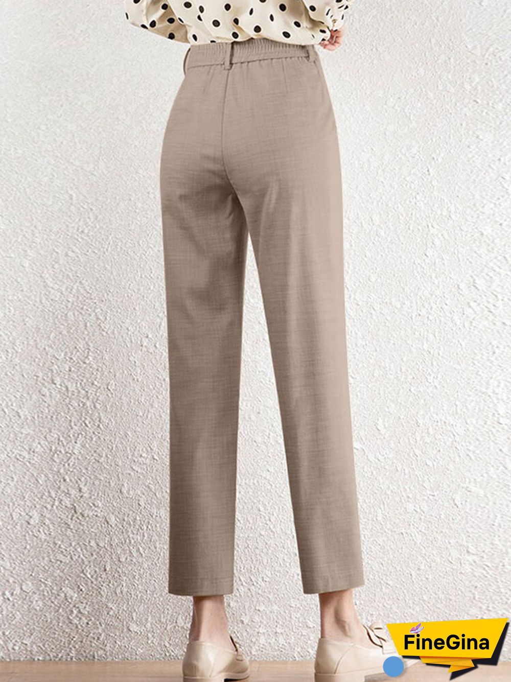 Solid Pocket Pleated Tailored Pants For Women