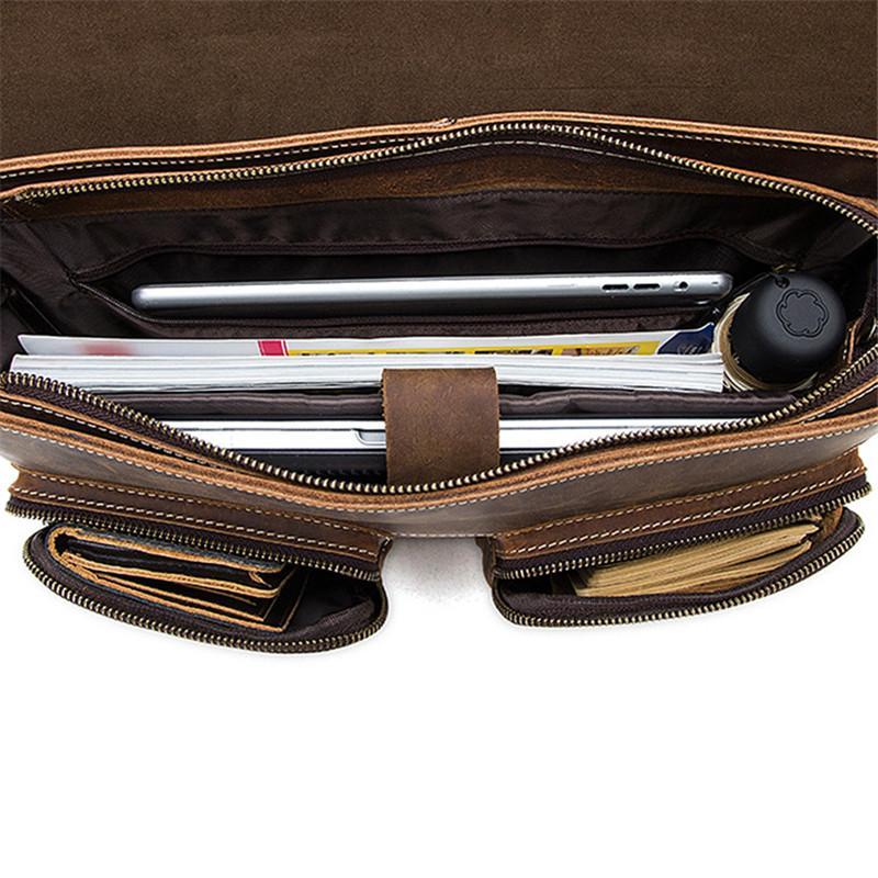 Mens Fashion Classic Leather Vintage Shoulder Bags Crossbody Packs