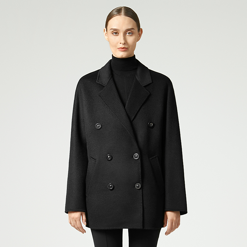 Manteau en laine veste courte femme- SOIE PLUS