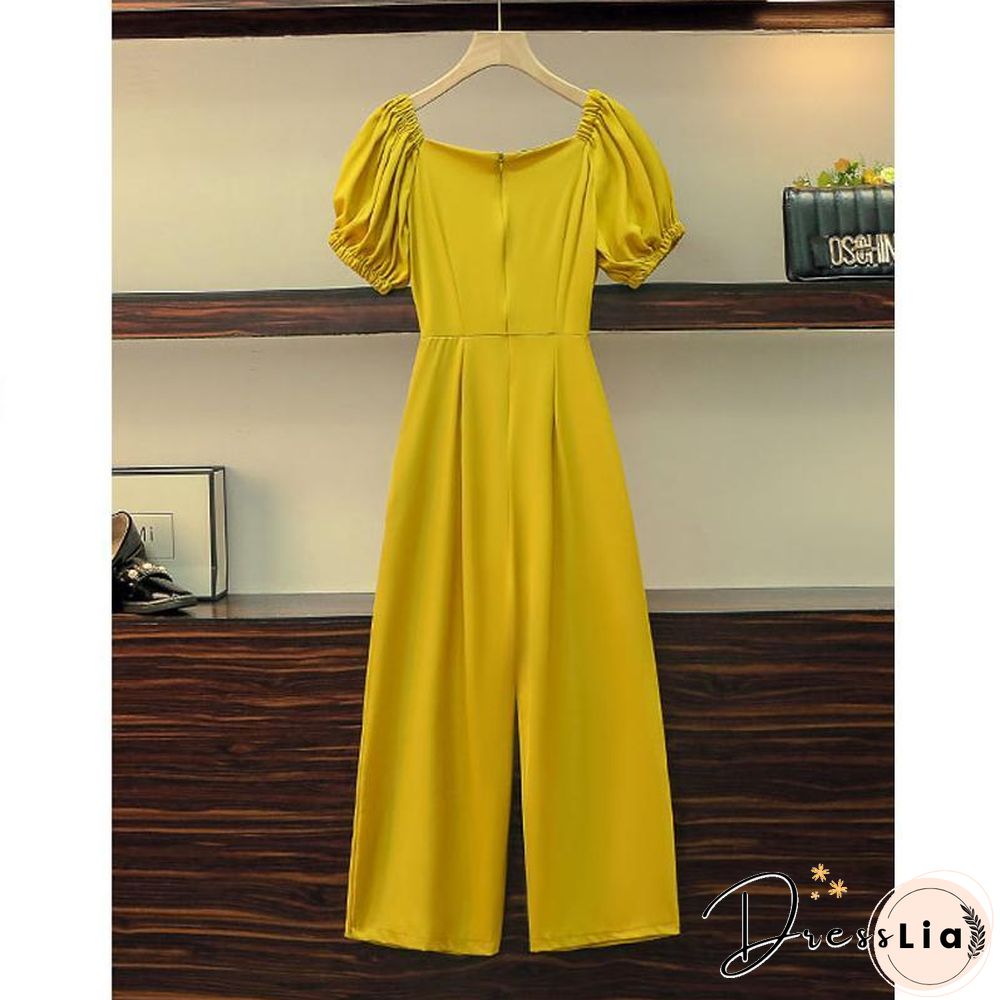 Solid Color High Waist Rompers P14983