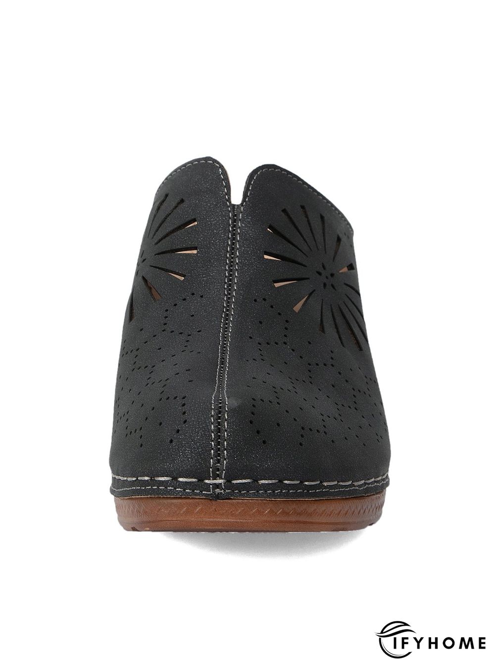 Vintage Plus Size Hollow out Chunky Heel Mules | IFYHOME