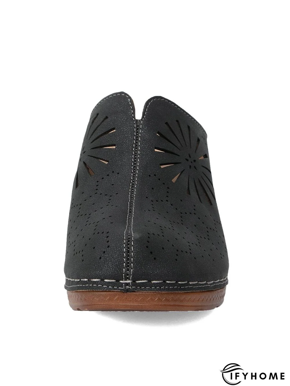 Vintage Plus Size Hollow out Chunky Heel Mules | IFYHOME