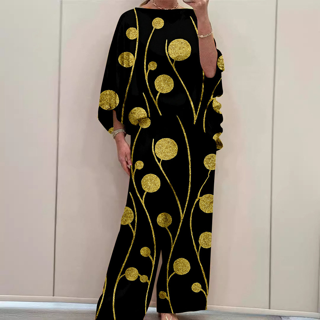 Women Long Sleeve V-neck Graphic Floral Printed Top