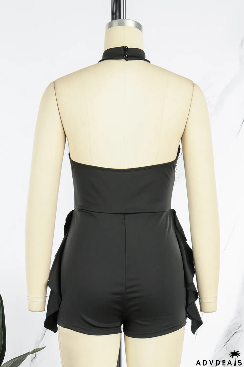 White Casual Solid Patchwork O Neck Skinny Romper