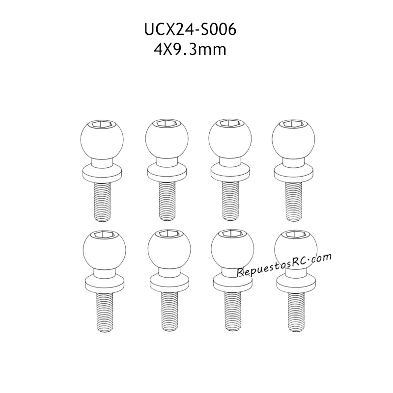 UDIRC UCX1801 Pro Partes 4x9.3mm Tornillo de Bolas Huecas UCX24-S006