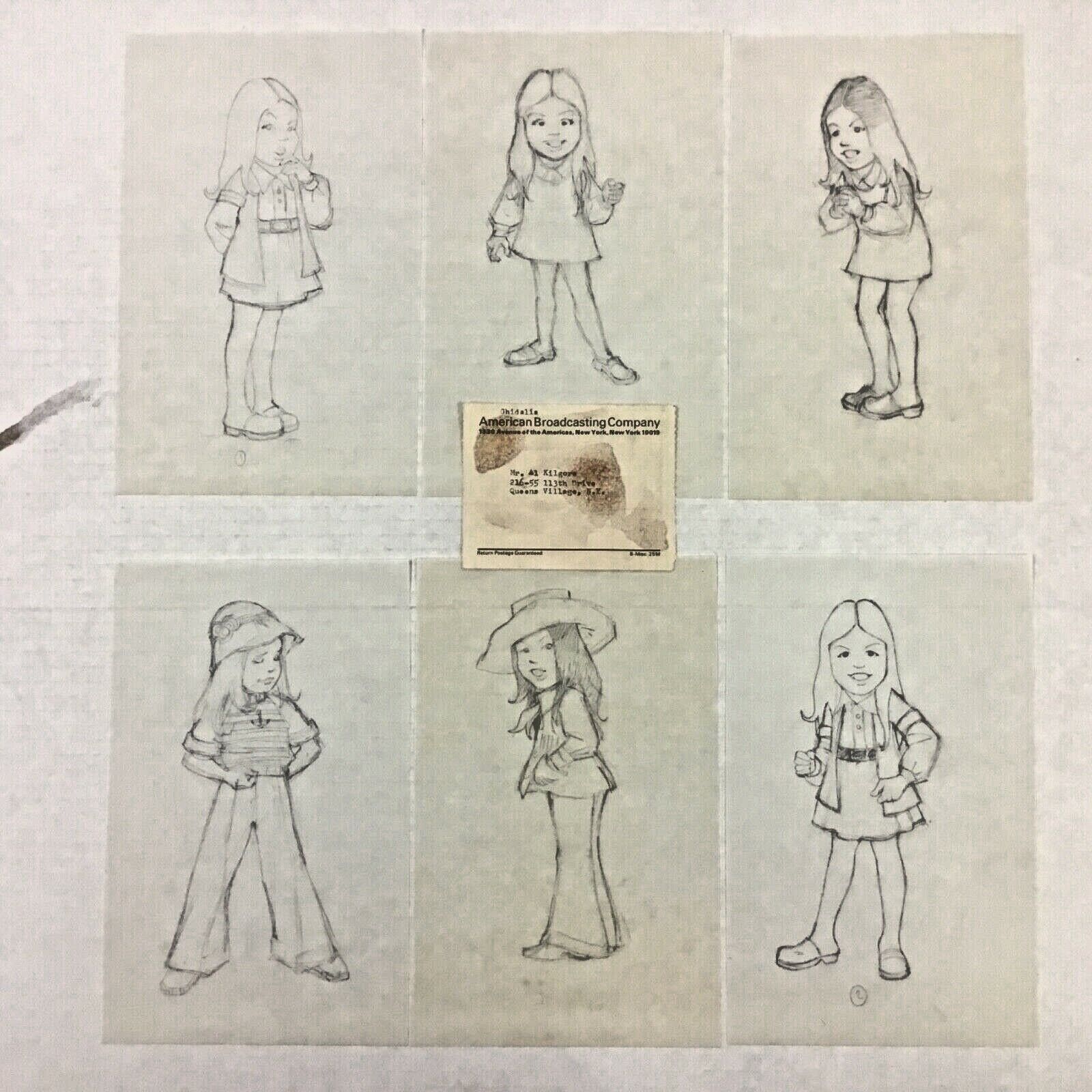 AL KILGORE Young Girl PENCIL SKETCHES (unknown) & ABC MAILING LABEL PC1057