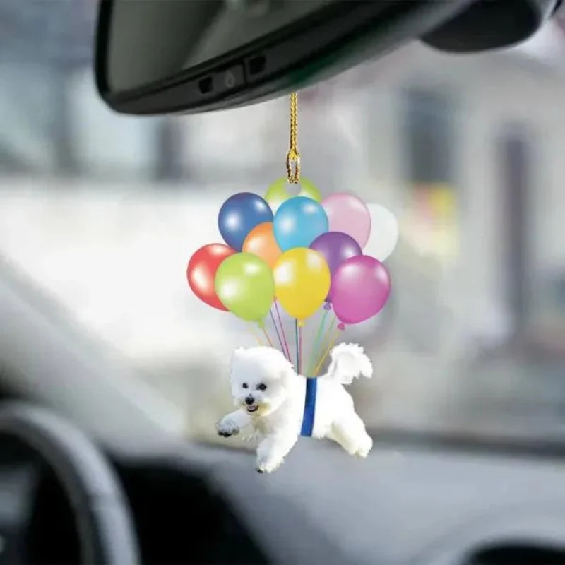 VigorDaily Bichon Frise Fly With Bubbles Car Hanging Ornament BC019