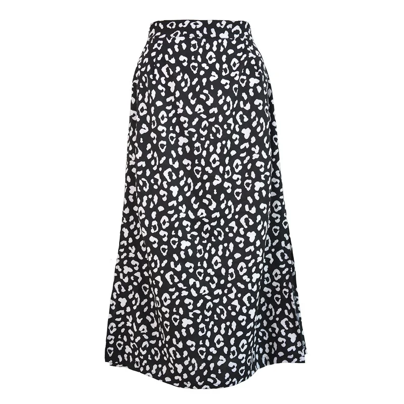 Women Leopard Print Pattern Split Skirts  Fashion High Waist Midi Skirt Beach Casual Skirt Lady High street Clothes 2023