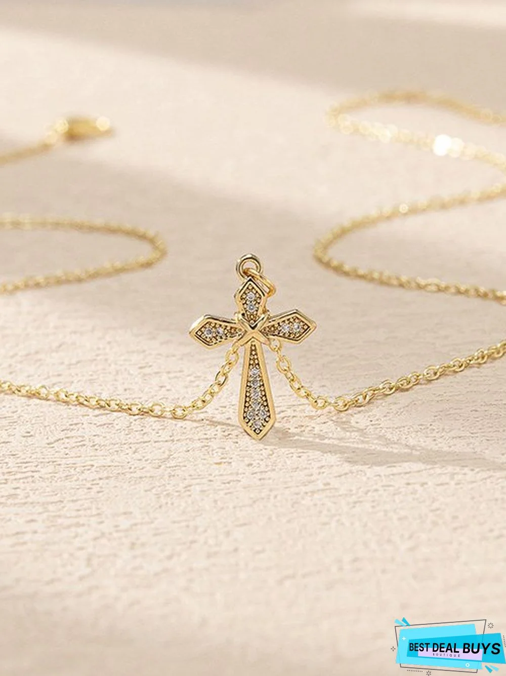 Casual Diamond Vintage Cross Pattern Necklace Daily Commuting T-Shirt Jewelry