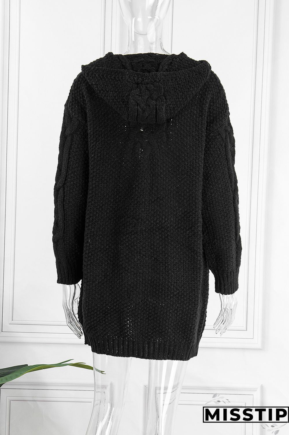 Khaki Casual Solid Cardigan Hooded Collar Outerwear