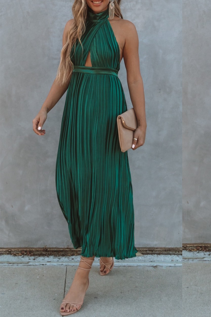 Fashion Geometric Backless Halter Straight Dresses(4 Colors)