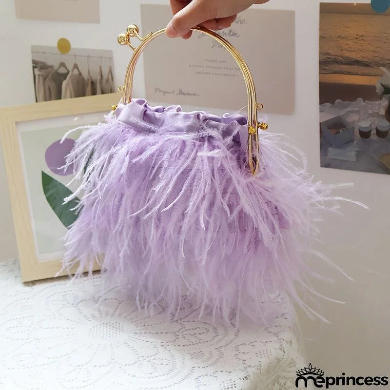 Casual Daily Party Solid Patchwork Feathers Bags