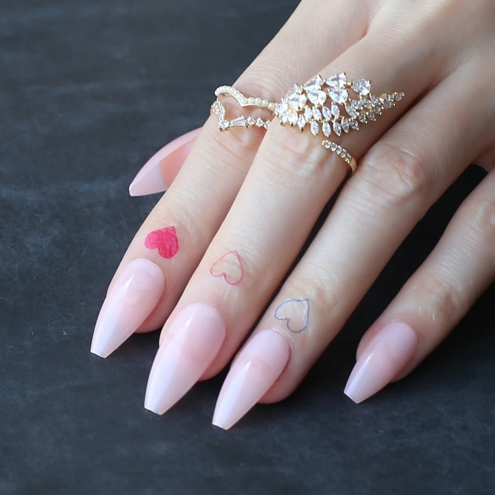 Glossy Coffin Shell Coral Fake nails Reuse Newest Ballet Vanilla False nails Nude gel Exquisite Artificial nail-Nail Inspo