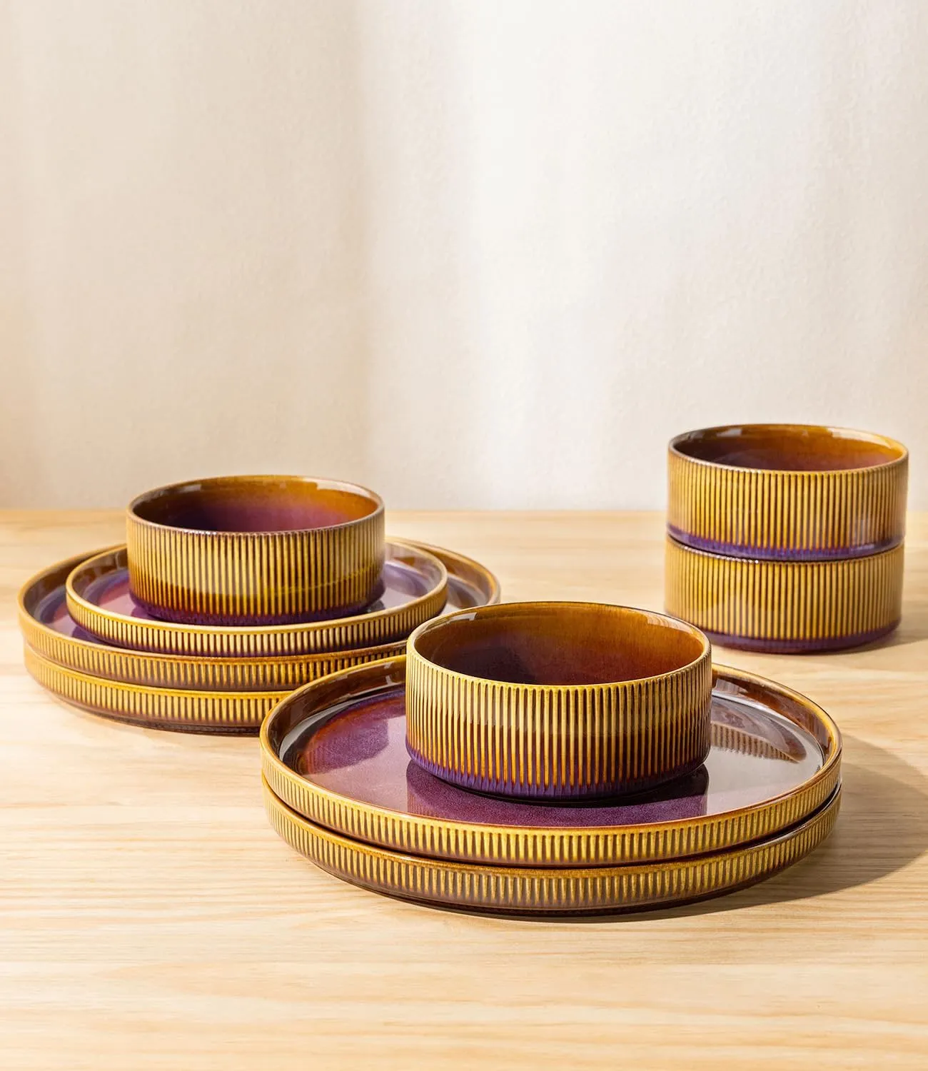 Royal Purple ceramic dinnerware set