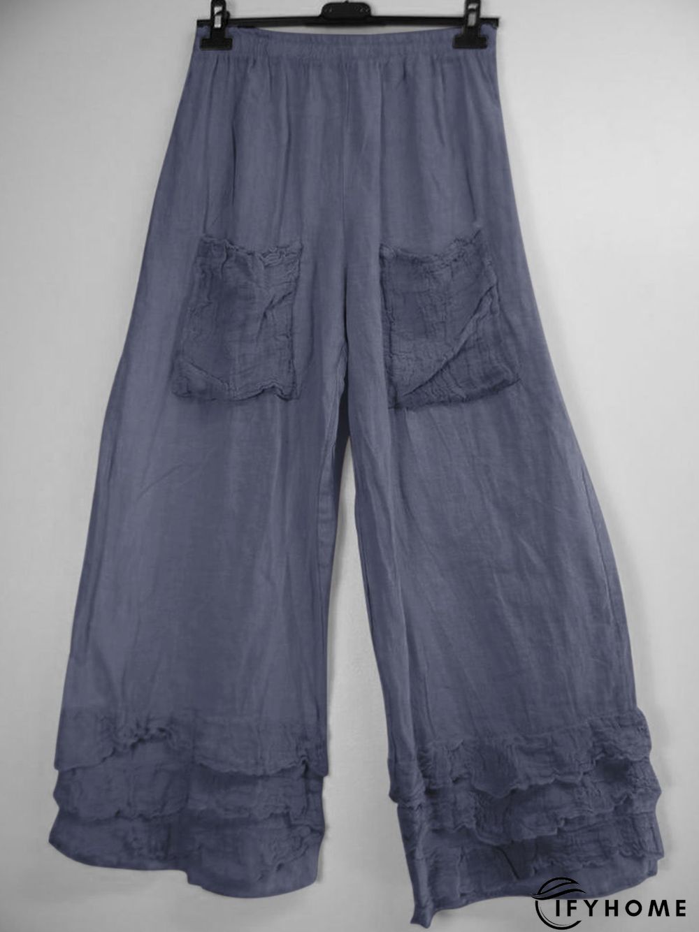 Casual Ruffled Pockets Cotton-Blend Pants | IFYHOME