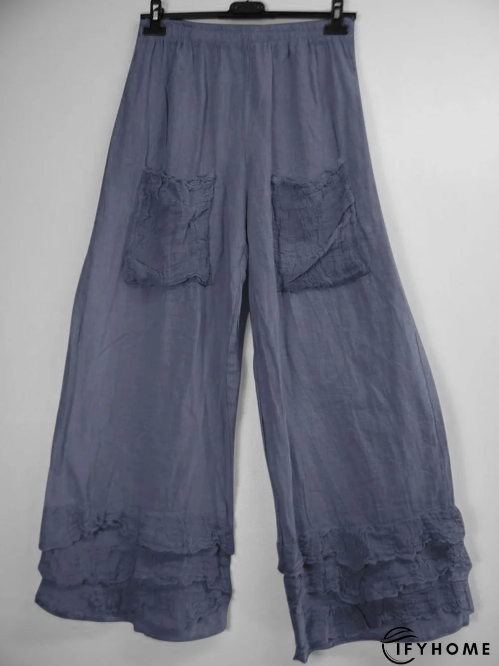 Casual Ruffled Pockets Cotton-Blend Pants | IFYHOME