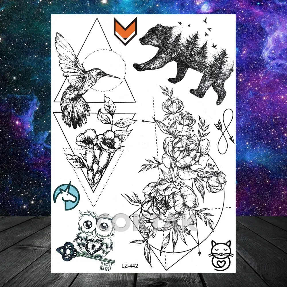 COKTAK Sexy Watercolor Lavender SweetPeas Flower Blossom Temporary Tattoos Sticker Fake Tattoo For Women Girl Art Daisy Tatoos