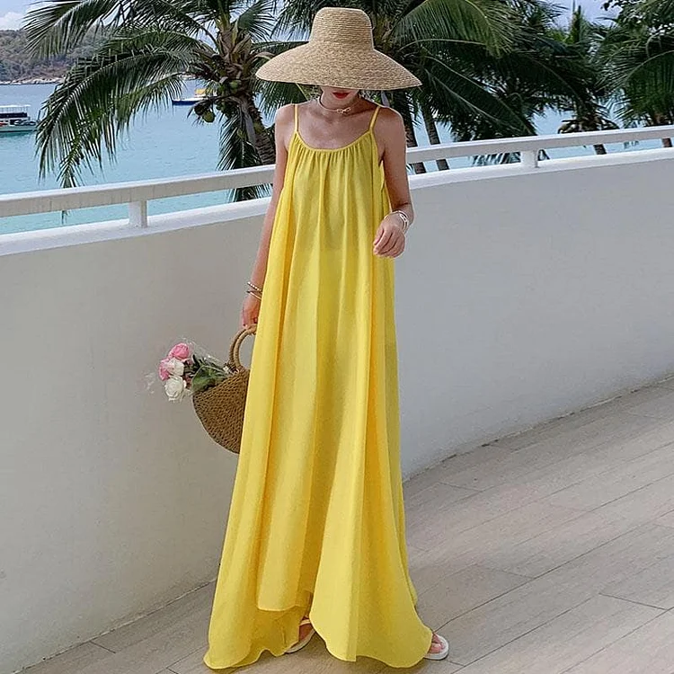 Yellow Chiffon Cute Fashion Dress, Summer Dress SP15976