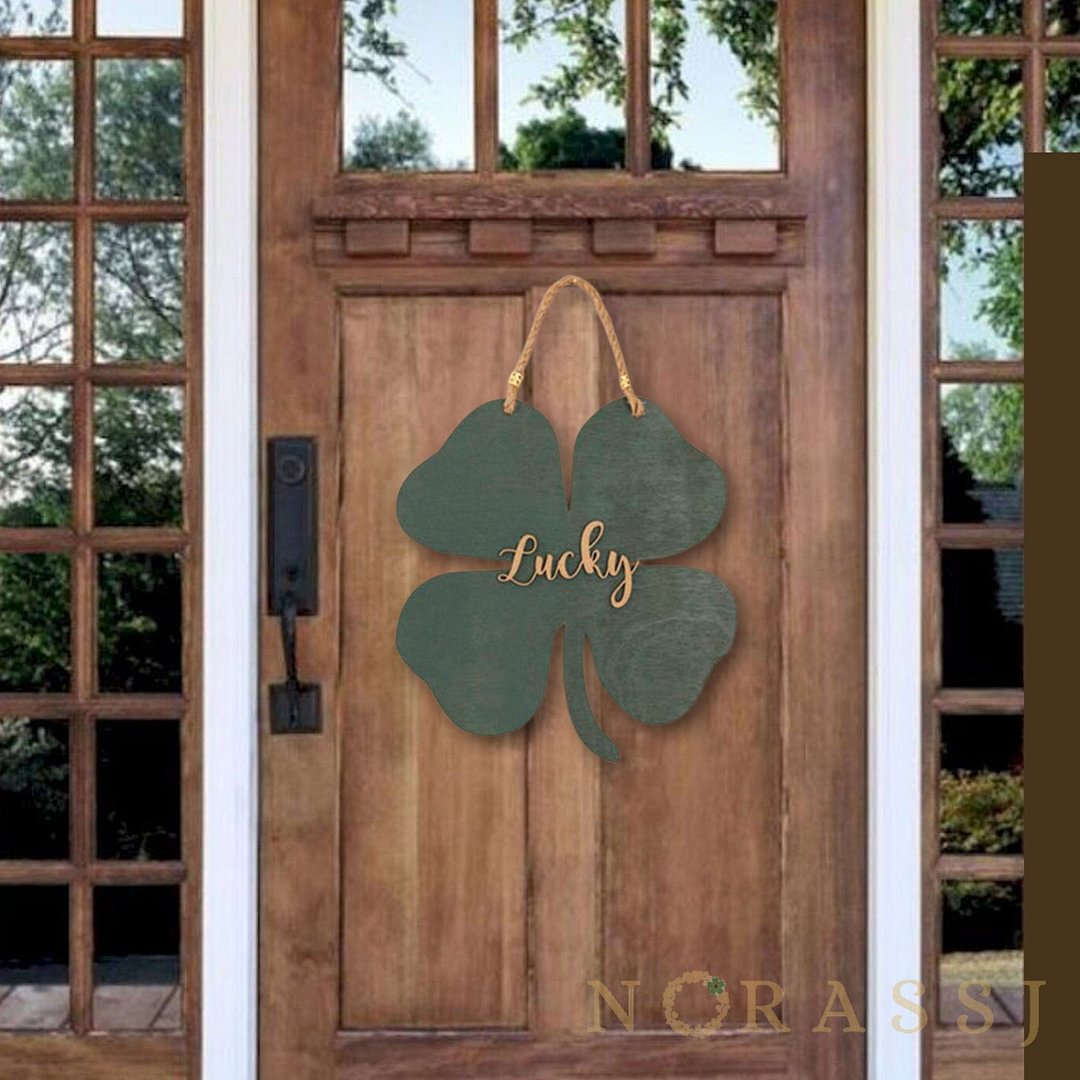 Shamrock Wreath St. Patrick's Day Clover Decorative Wooden Door Hanger 