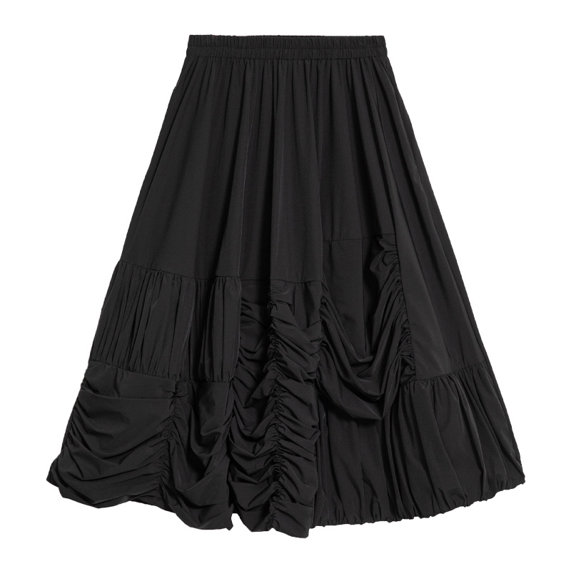 Elegant Pleated Elastic-Waist Skirt