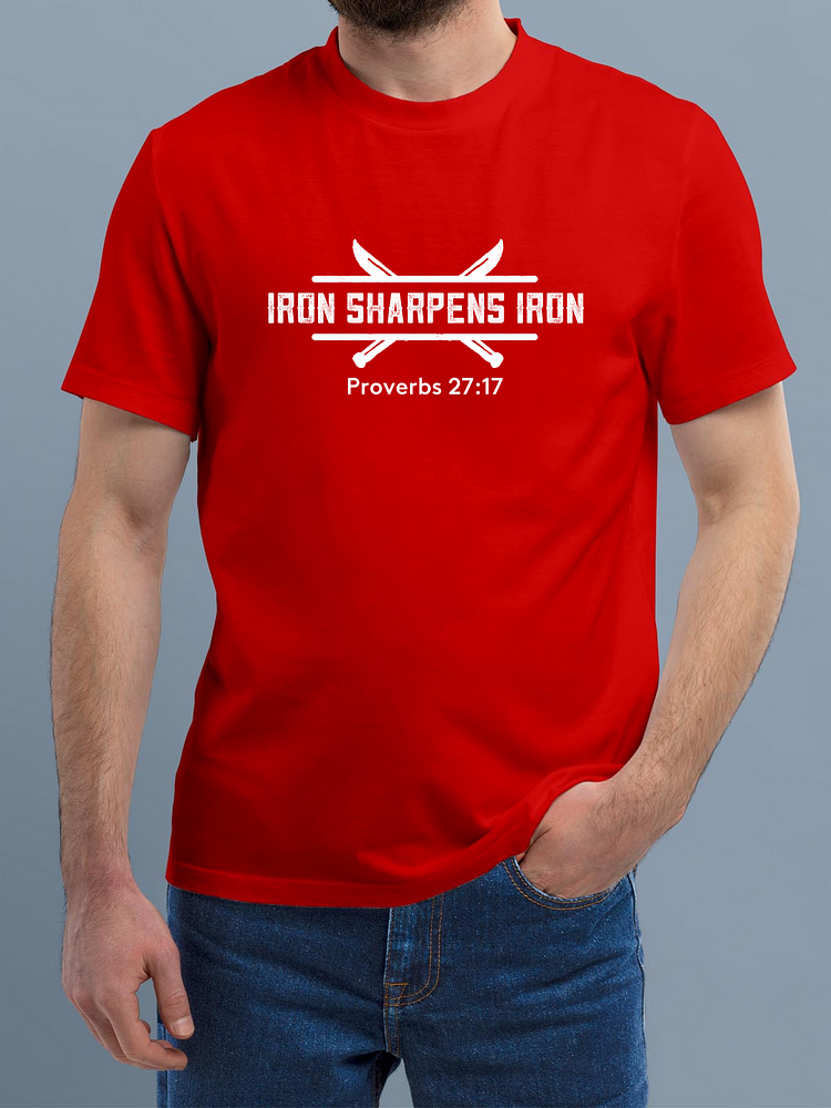 Proverbs 27:17 Iron Sharpens Iron Crew Neck Men's T-Shirt