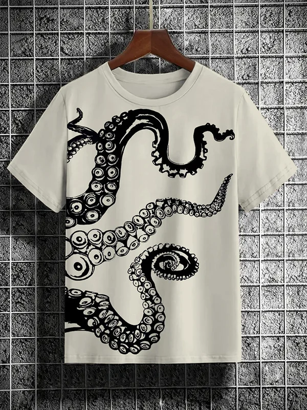 Men's Octopus Tentacles Art Graphic Print Casual T-Shirt