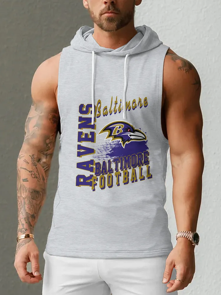 Baltimore Ravens Men's  Casual Comfy Sleeveless Hooded Tank Top