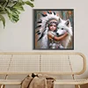 (40*40cm)Indian Girl Wolf - Full Round Drill Diamond Painting