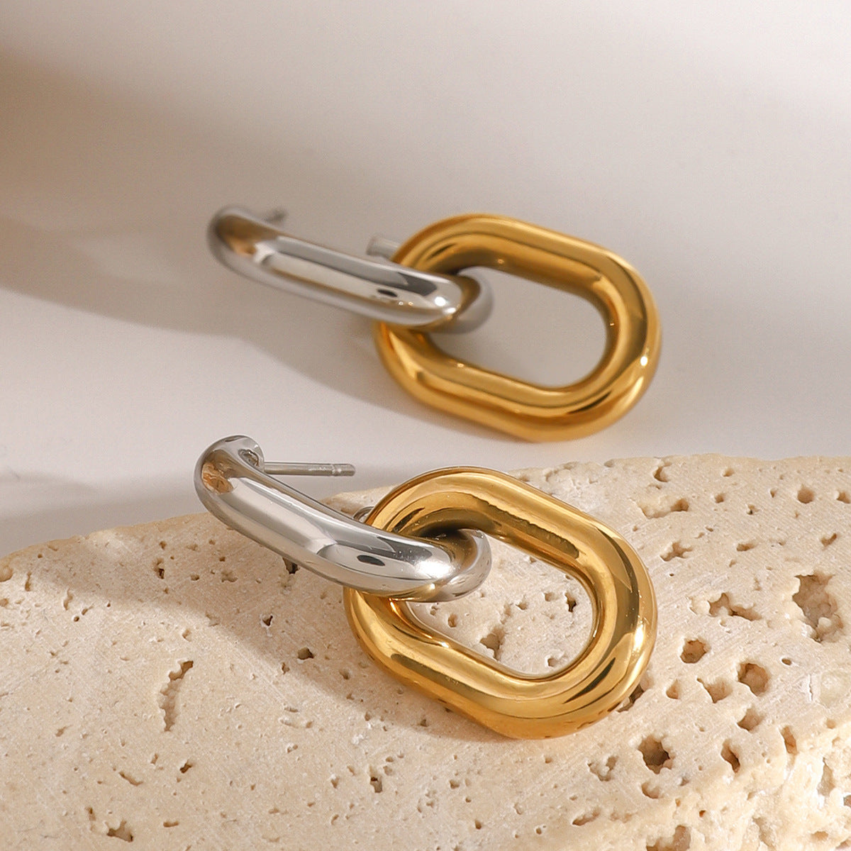 Jie Ding Stainless Steel Color Matching Geometric Earrings Ins Earrings Titanium Steel Earring