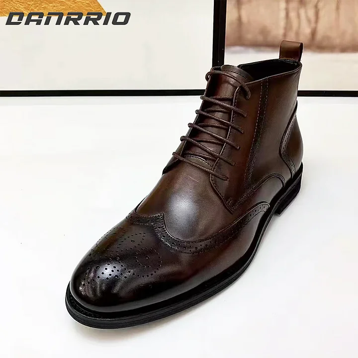スーツ Mid 1950s Style Glossy DarkBrown Conpora Moro Warmlined Side Zip Boot Brown – Quarks Shoes