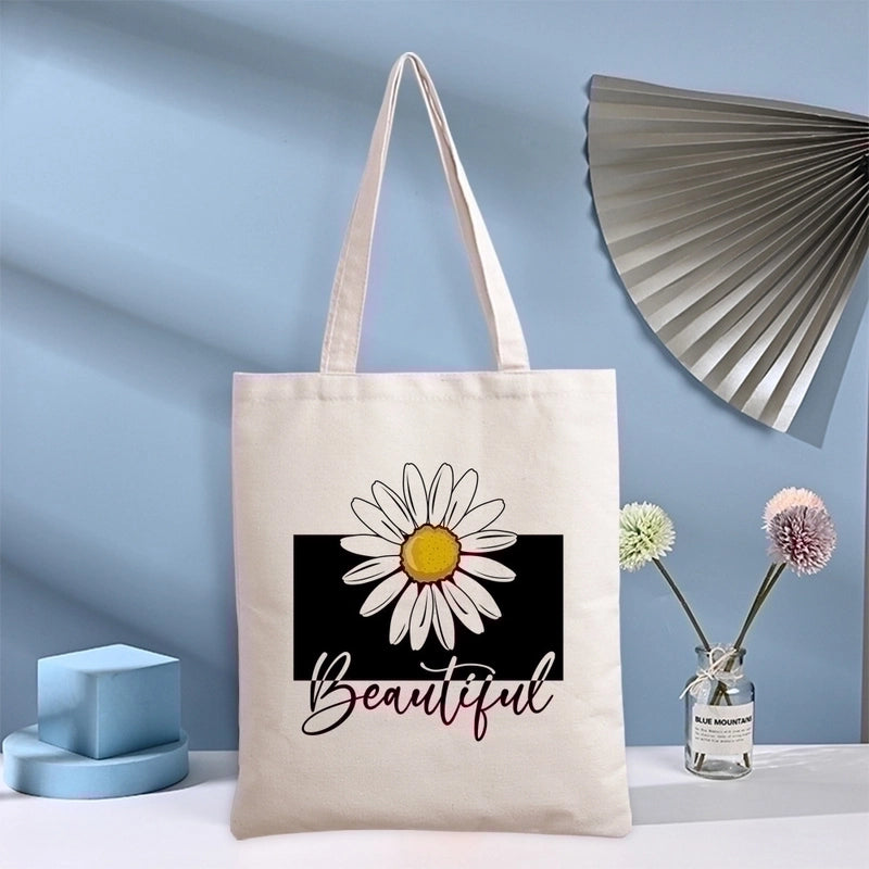 Women’s Streetwear Flower Canvas Shopping Bags
