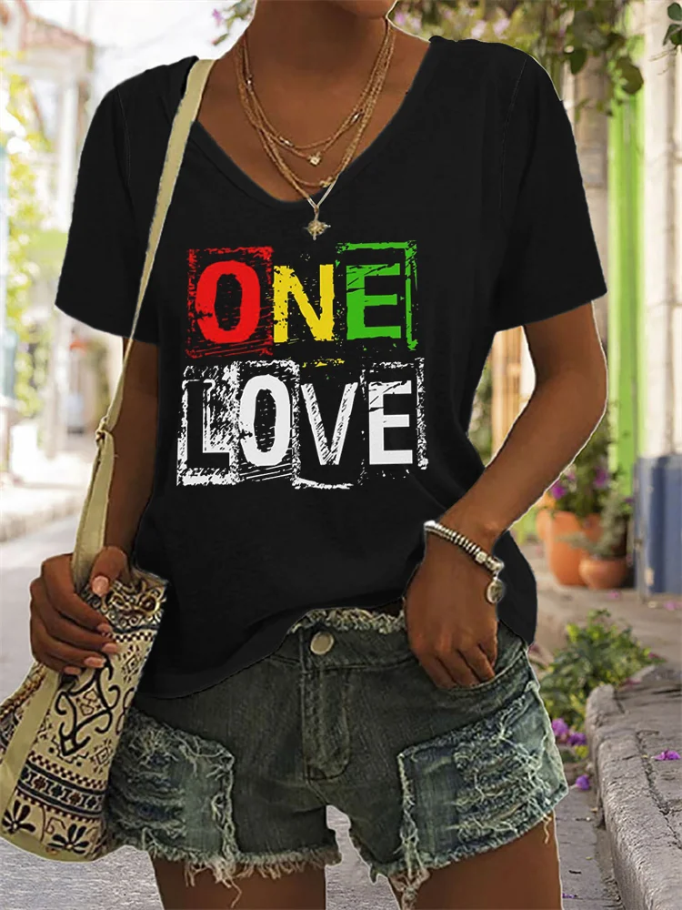 Black Pride One Love V Neck T Shirt