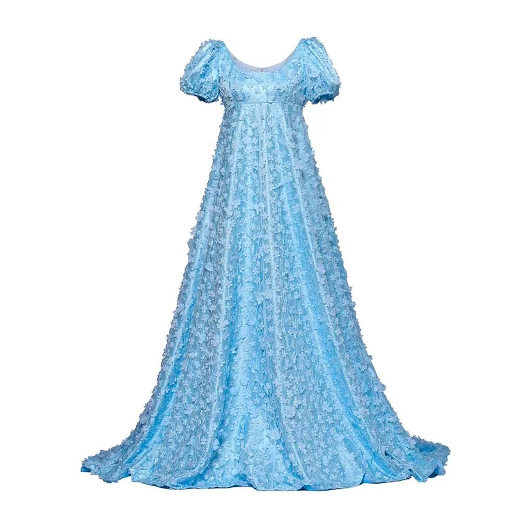 ✨In Stock✨Women's Daphne Basset Dress Regency Dresses Jane Austen Style High Waistline Ruffled Puff Sleeve Long Dress