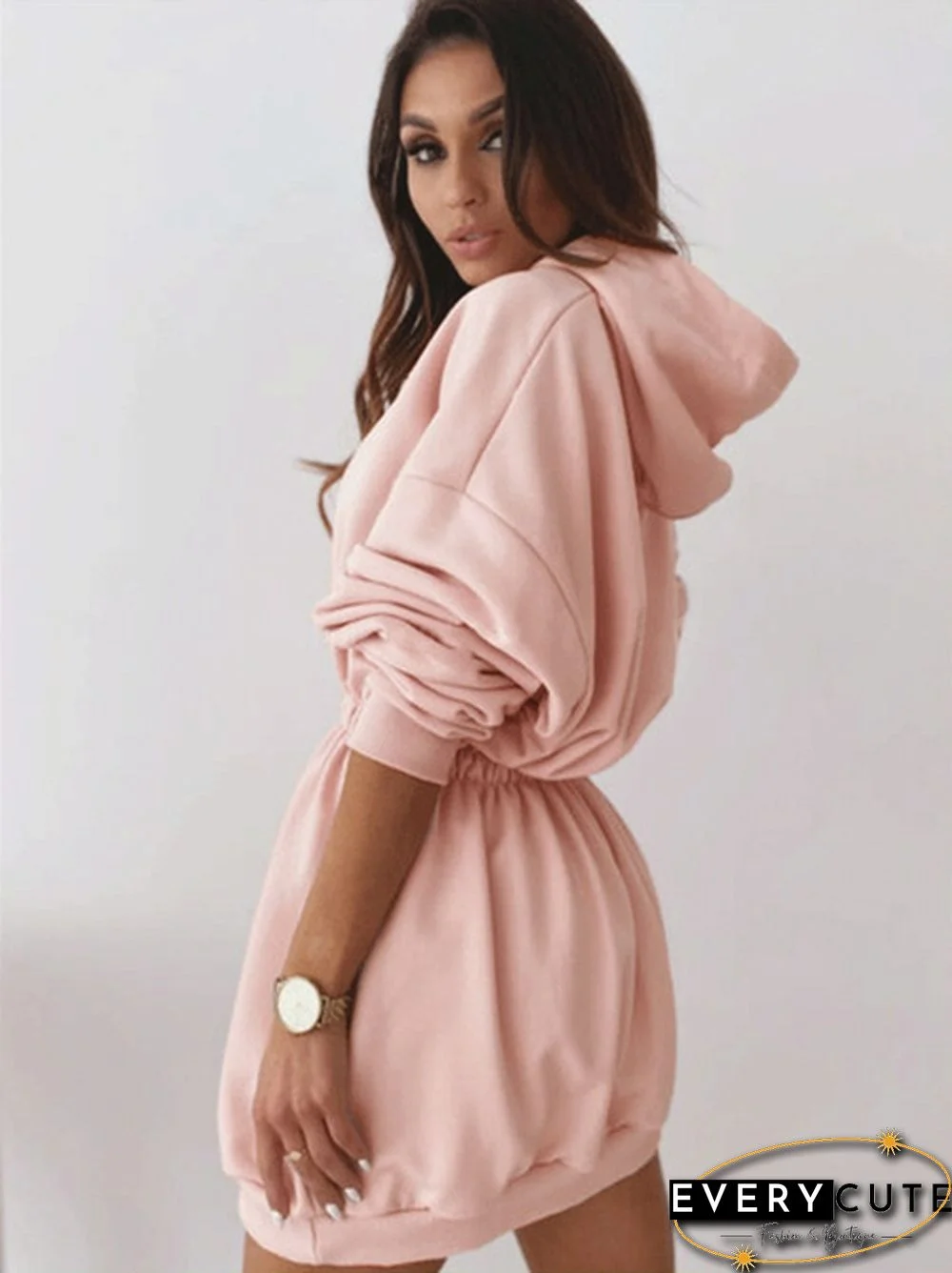 Women Fashion Long Sleeve Casual Dress Slim Waist Long Sleeve Sports Dress Hoodies Sweatshirts