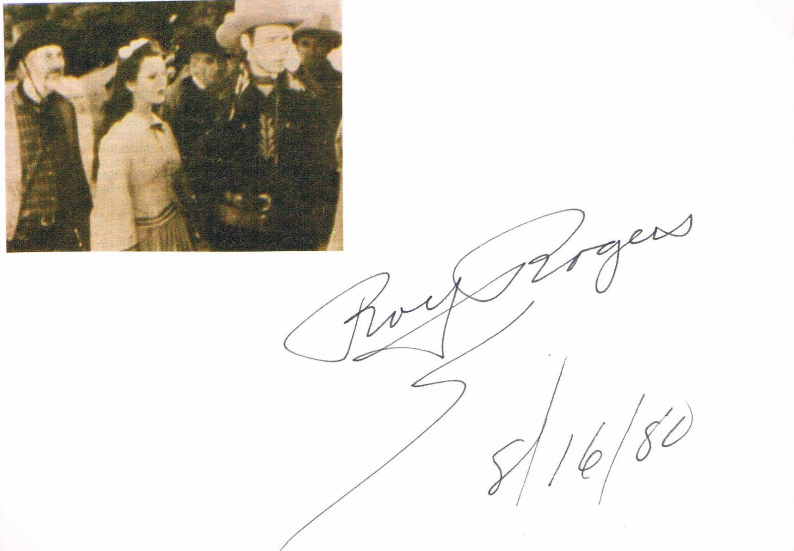 Roy Rogers 1911-98 autograph signed 4x6