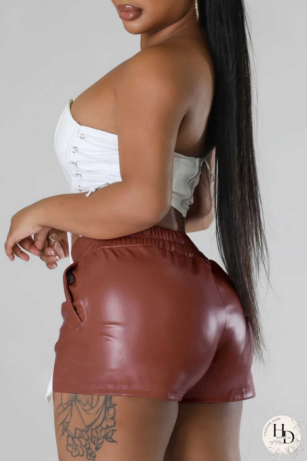 Yellow Sexy Solid Patchwork Regular High Waist Conventional Solid Color Shorts