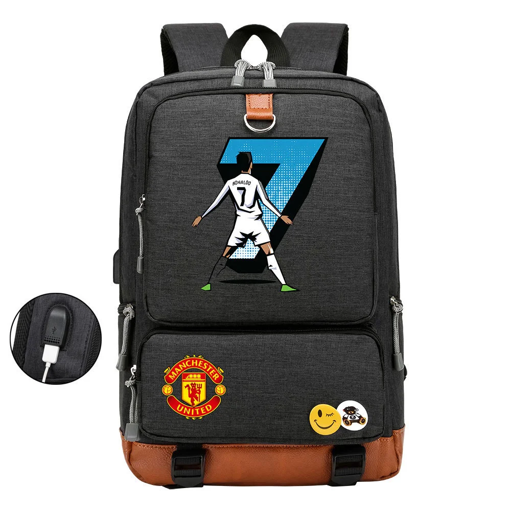 Buzzdaisy Get Sports-Ready with Cristiano Ronaldo Printed Multi-Storage Backpack w/ USB and Laptop Space