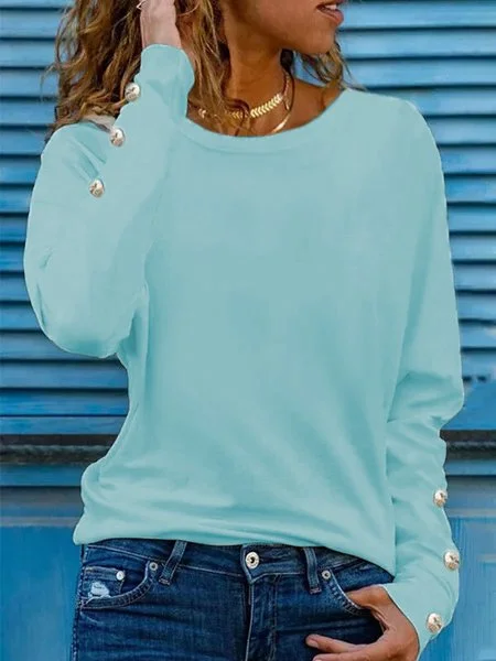 Plain Cotton Blends Shirts & Tops