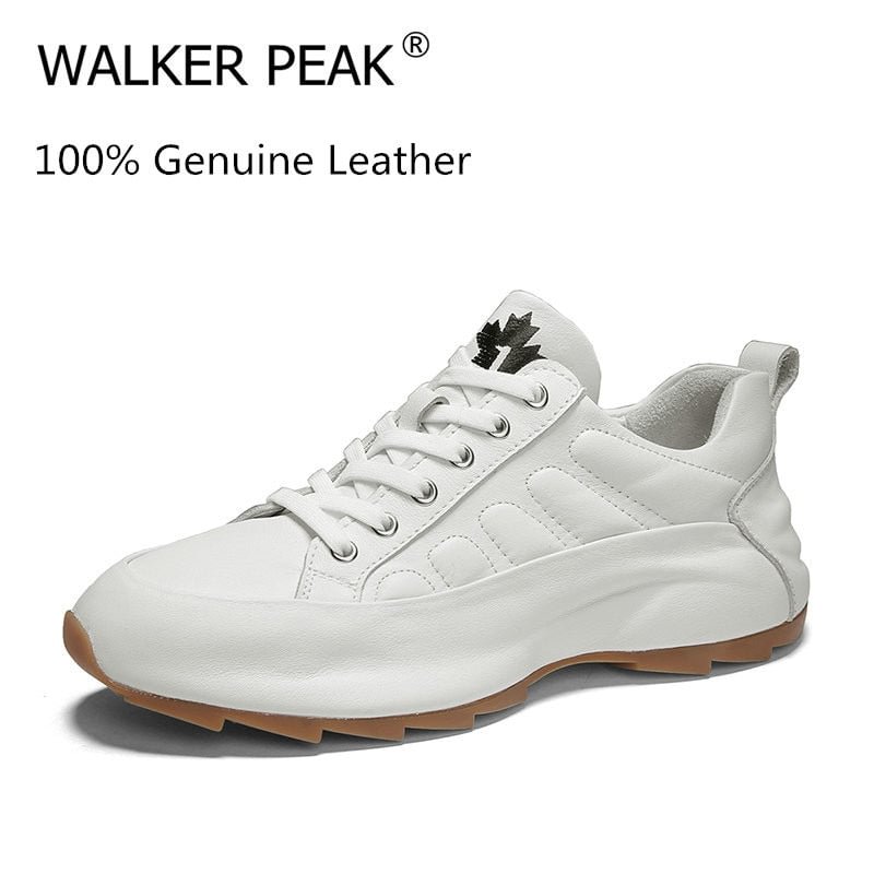 2021 New Men's Casual Shoes Fashion White 100% Genuine Leather Shoes for Men Shoe Lift Cowhide Cushioning Walking Footwear
