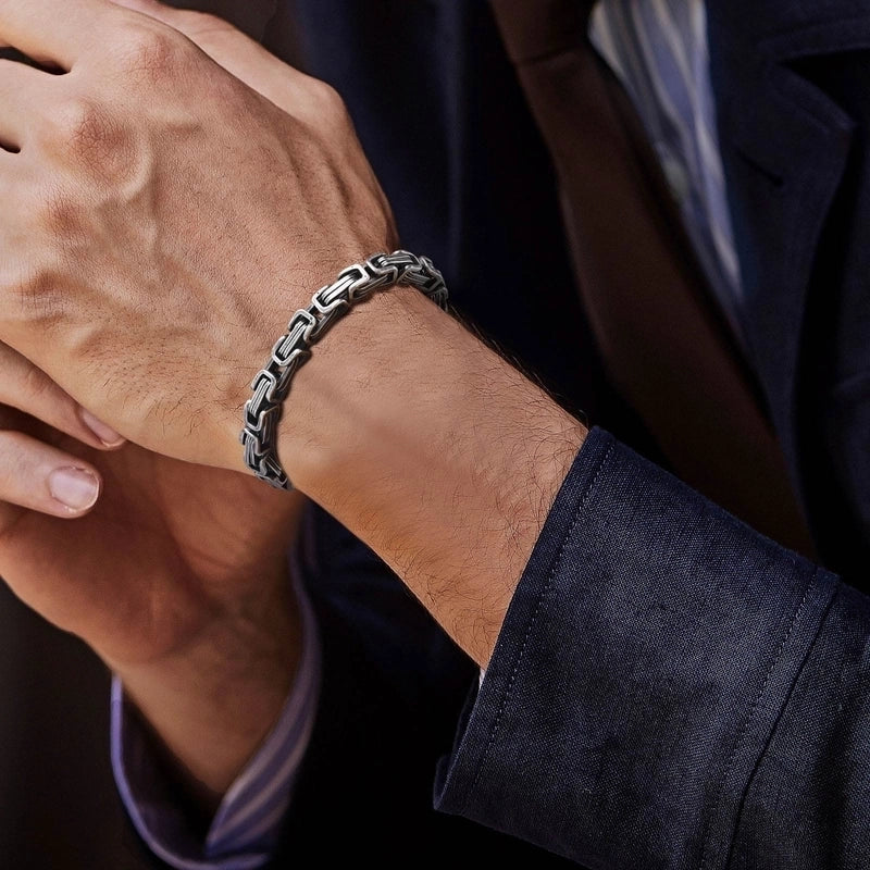 Basic Punk Solid Color 304 Stainless Steel 18K Gold Plated Men’s Bracelets