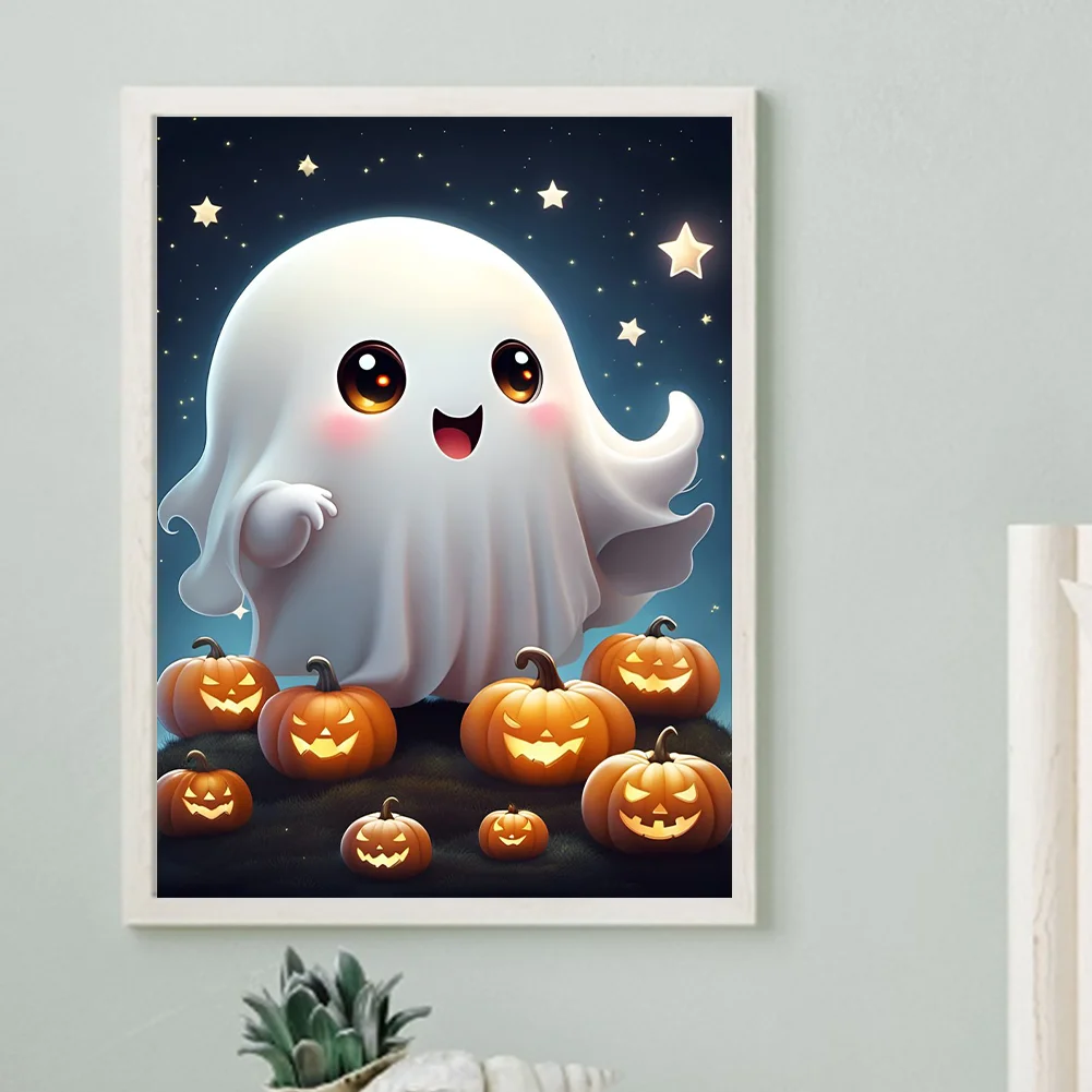 Diamond Painting - Full Round Drill - Halloween Cute Ghost(Canvas|30*40cm)